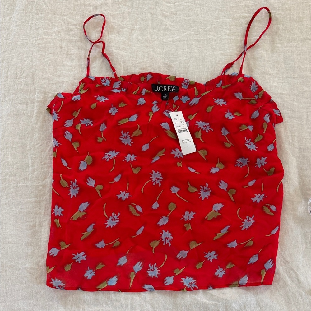 J. Crew Red and Blue Floral tank top small NWT